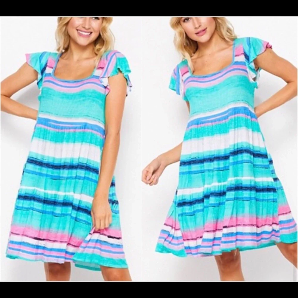 Striped colorful empire summer dress - Picture 4 of 4